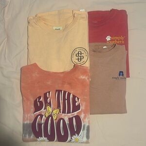 Lot Of 4 Simply Southern Girls Long Sleeve Shirts Size Youth Medium